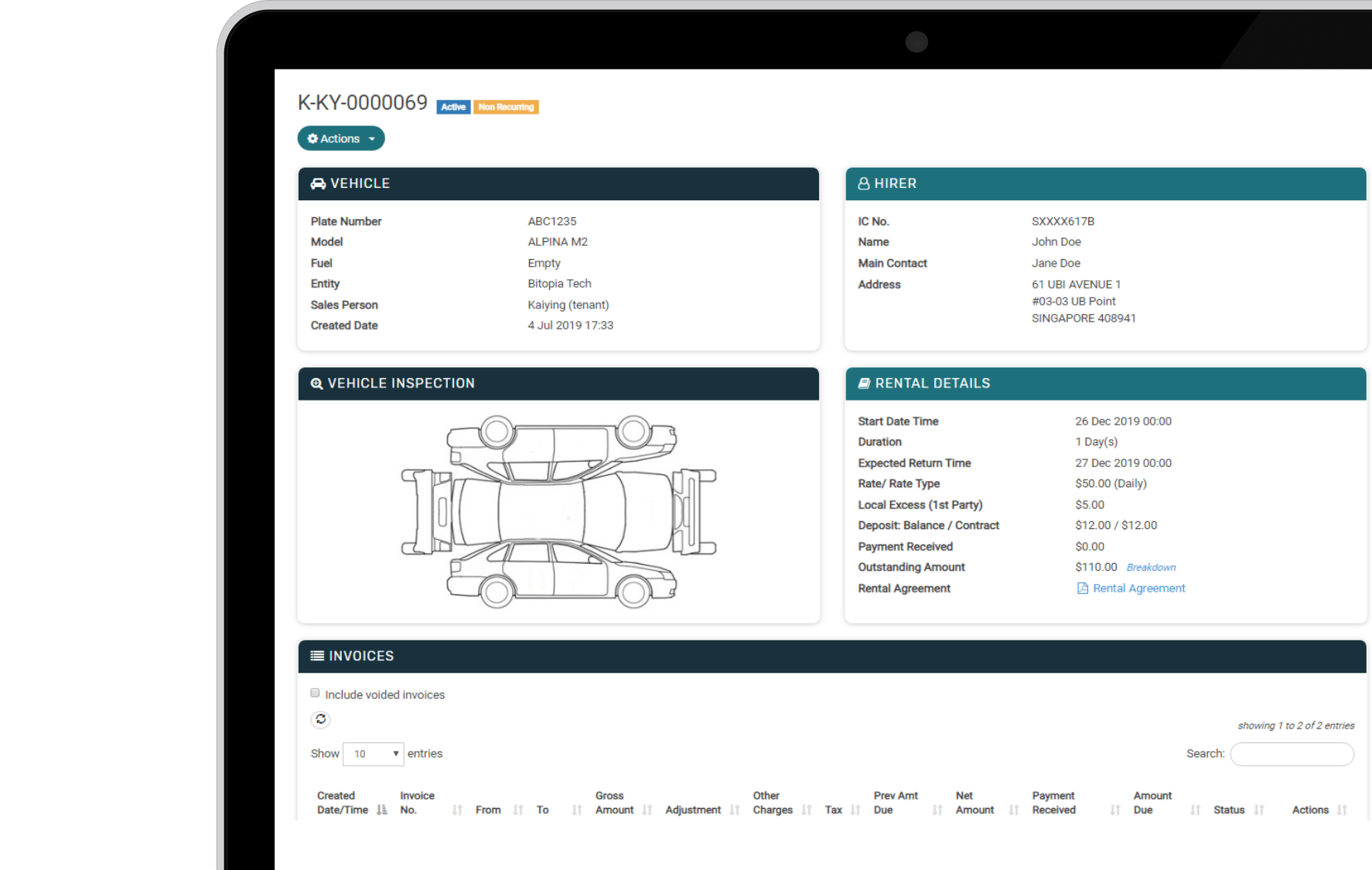 rental overview page desktop